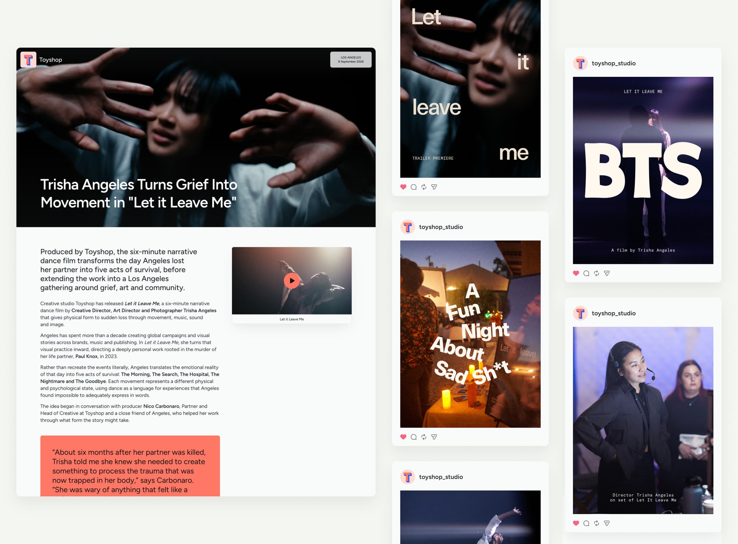 A Toyshop press release and social content for Let It Leave Me